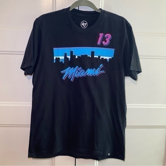 47 Miami Heat NBA Basketball Bam Adebayo Cotton Graphic Men's Tee Shirt - Picture 1 of 9